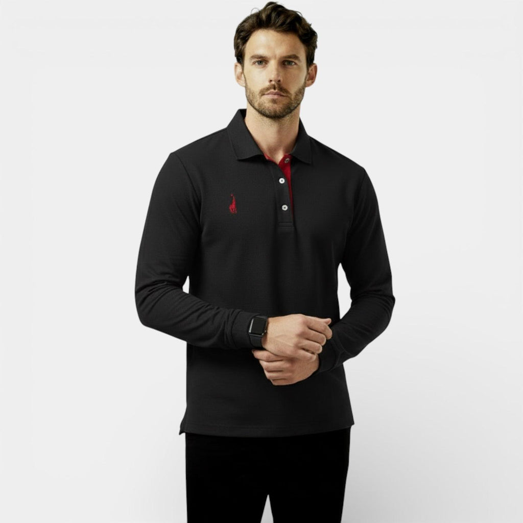 Men's Long Sleeve Polo Shirt - Classic Fit - Soft Cotton - Casual Wear - Available in Multiple Colors