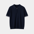 Men's Piqué Polo Shirt - Short Sleeve, Quarter-Zip Design, Ribbed Collar for Casual Wear