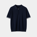 Men's Piqué Polo Shirt - Short Sleeve, Quarter-Zip Design, Ribbed Collar for Casual Wear