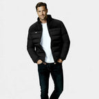 Men's Quilted Puffer Jacket with Faux Fur Lining for Winter Warmth and Comfort