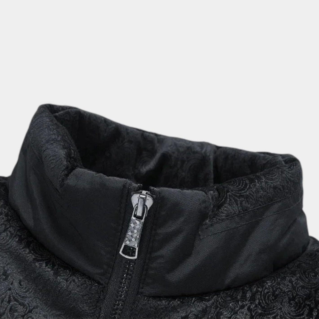 Men's Quilted Puffer Jacket with Faux Fur Lining for Winter Warmth and Comfort