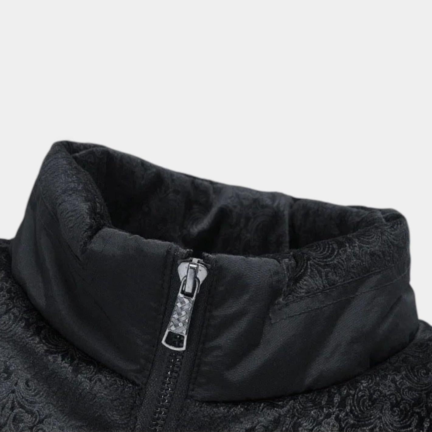 Men's Quilted Puffer Jacket with Faux Fur Lining for Winter Warmth and Comfort