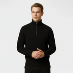 Men's Ribbed Half-Zip Pullover Sweater - Mock Neck Knit for Casual Wear and Layering
