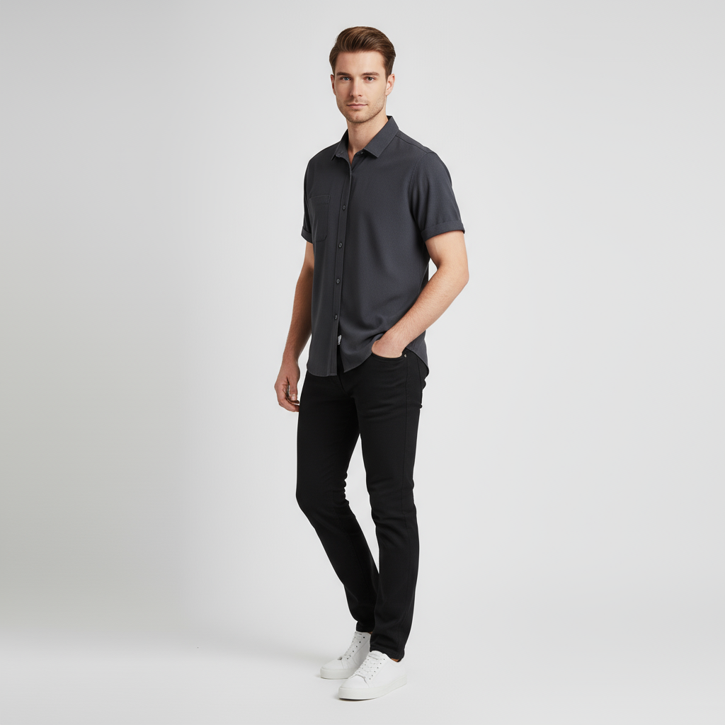 Men's Satin Piqué Short Sleeve Polo Shirt - Slim Fit Casual Wear for Everyday Style