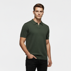 Men's Slim Fit Knitted Piqué Polo Shirt - Casual Wear, Comfortable Cotton Blend, Versatile Short Sleeve Design