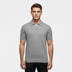 Men's Slim Fit Knitted Piqué Polo Shirt - Casual Wear, Comfortable Cotton Blend, Versatile Short Sleeve Design