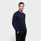 Men's Slim Fit Stretch Long-Sleeve Polo Shirt with Anti-Odor Fabric for Performance and Active Wear
