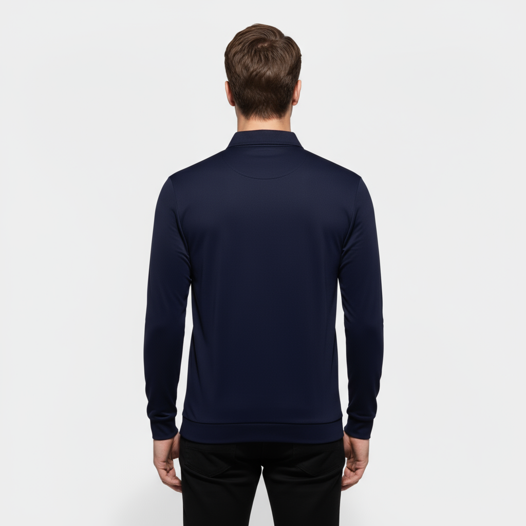 Men's Slim Fit Stretch Long-Sleeve Polo Shirt with Anti-Odor Fabric for Performance and Active Wear