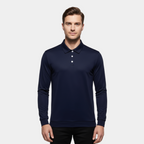 Men's Slim Fit Stretch Long-Sleeve Polo Shirt with Anti-Odor Fabric for Performance and Active Wear