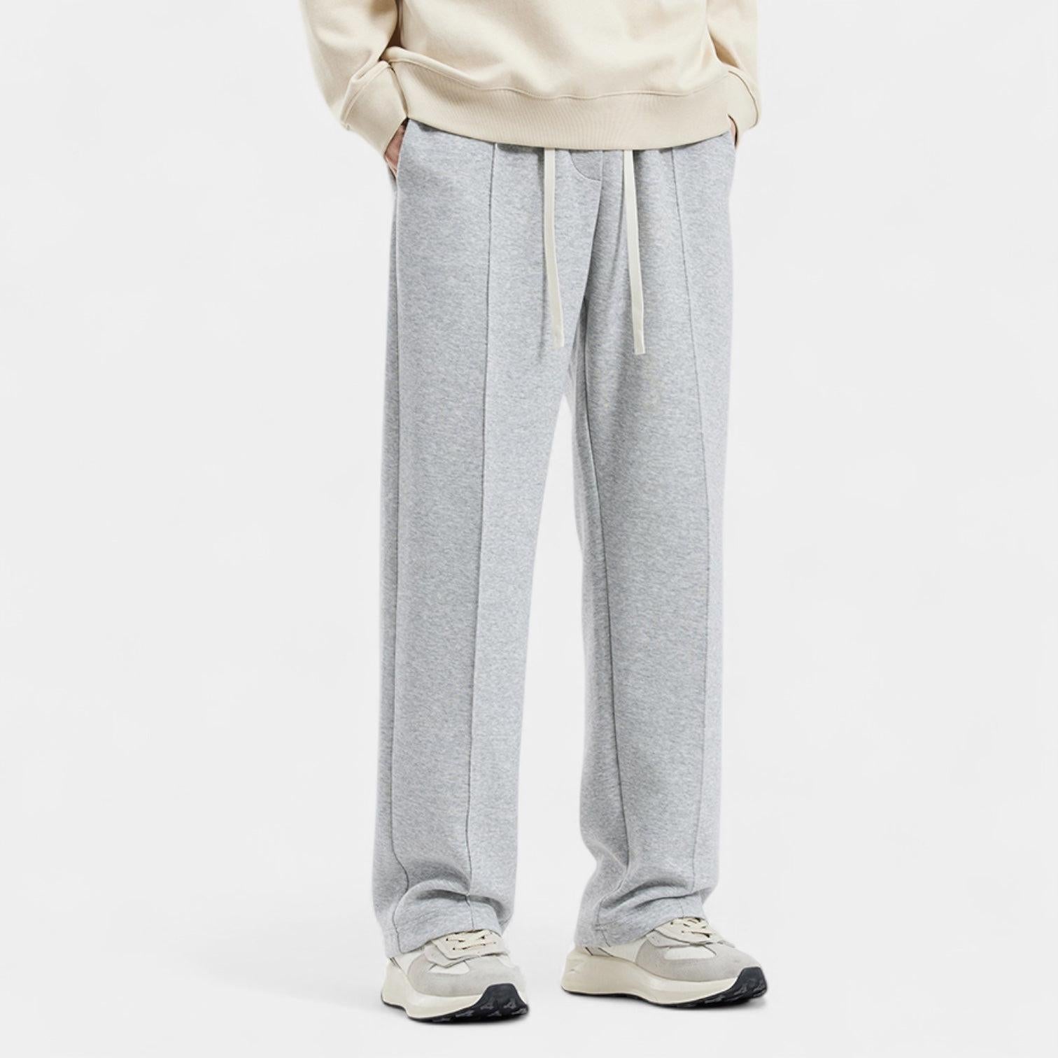 Men's Straight-Leg Cotton Pants for Casual and Business Wear - Comfortable Fit, Versatile Design