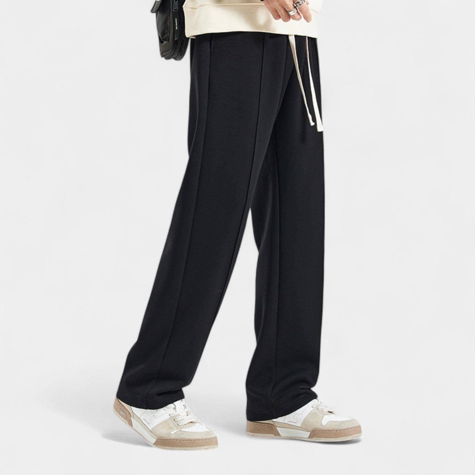 Men's Straight-Leg Cotton Pants for Casual and Business Wear - Comfortable Fit, Versatile Design