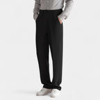 Men's Stretch Fabric Semi-Wide Straight-Leg Trousers for Casual or Formal Wear