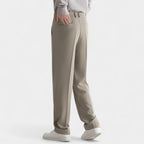 Men's Stretch Fabric Semi-Wide Straight-Leg Trousers for Casual or Formal Wear