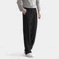 Men's Stretch Fabric Semi-Wide Straight-Leg Trousers for Casual or Formal Wear