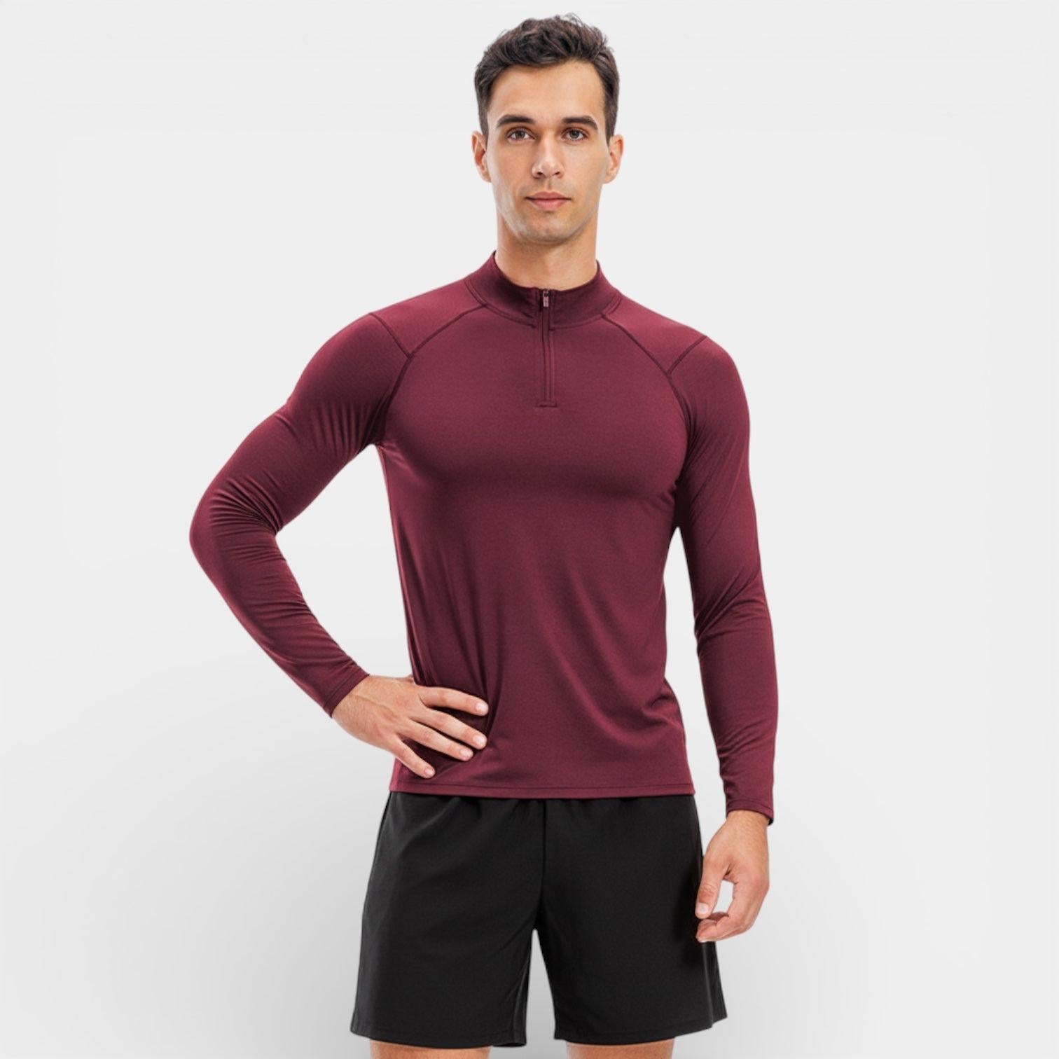 Men's Stretch Performance Quarter Zip Shirt - Moisture-Wicking Sport Top for Activewear and Outdoor Activities
