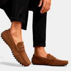 Men's Suede Driving Loafers - Casual Slip-On Shoes for Everyday Wear