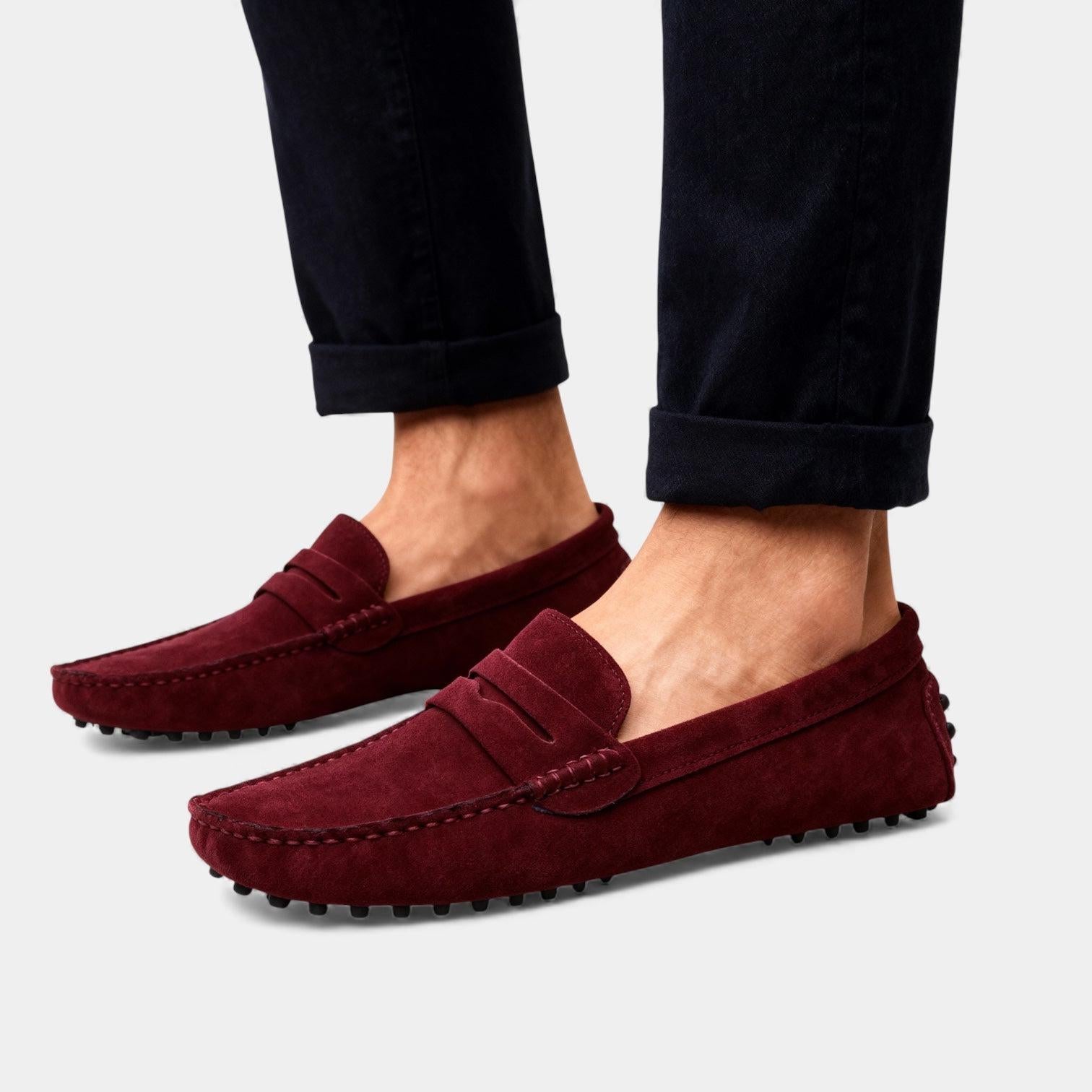 Men's Suede Driving Loafers - Casual Slip-On Shoes for Everyday Wear