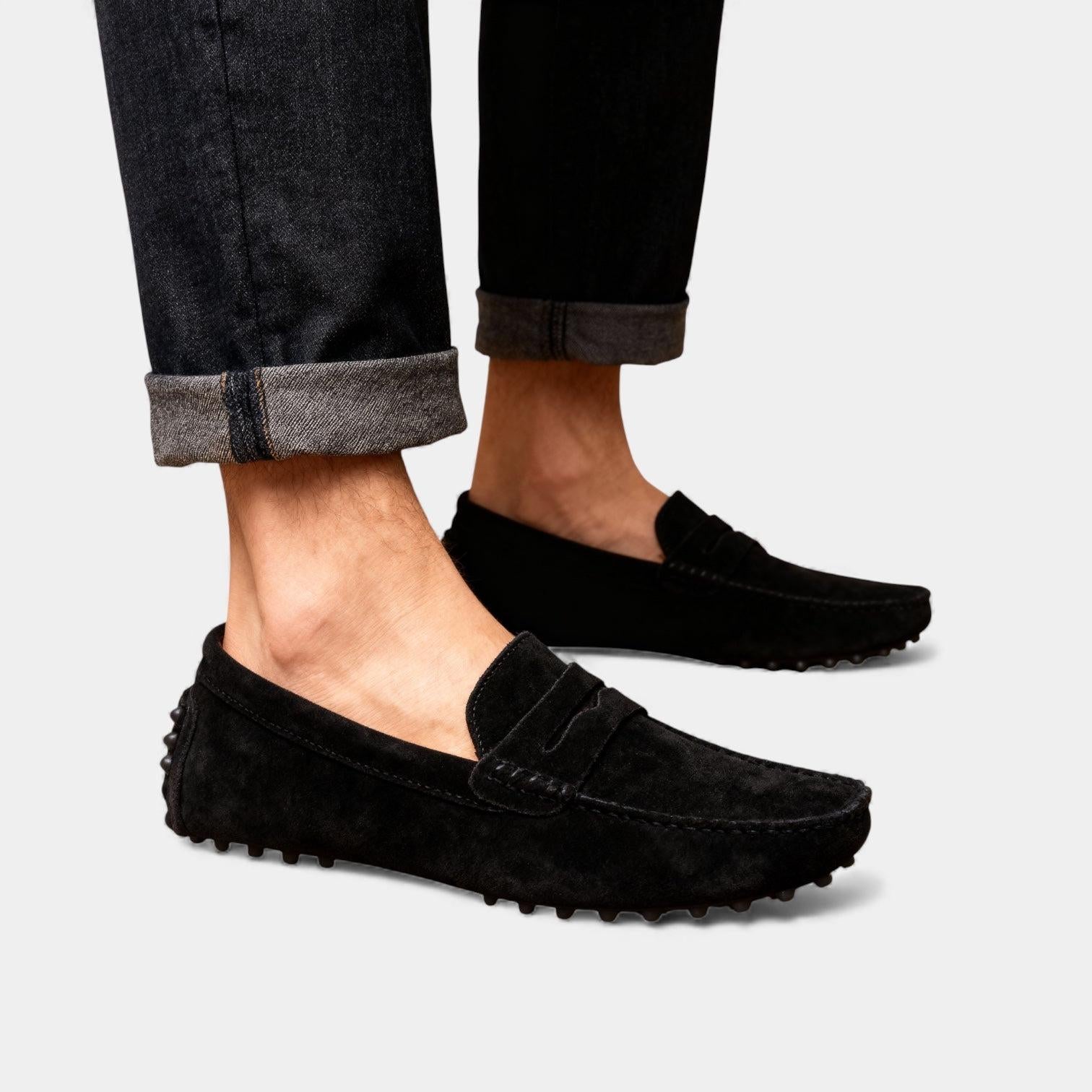 Men's Suede Driving Loafers - Casual Slip-On Shoes for Everyday Wear
