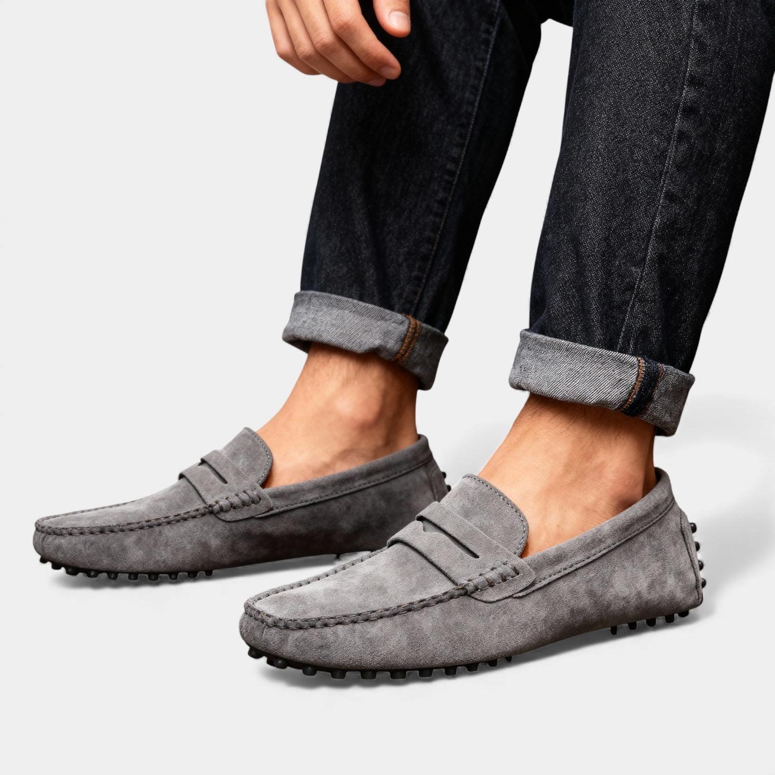 Men's Suede Driving Loafers - Casual Slip-On Shoes for Everyday Wear