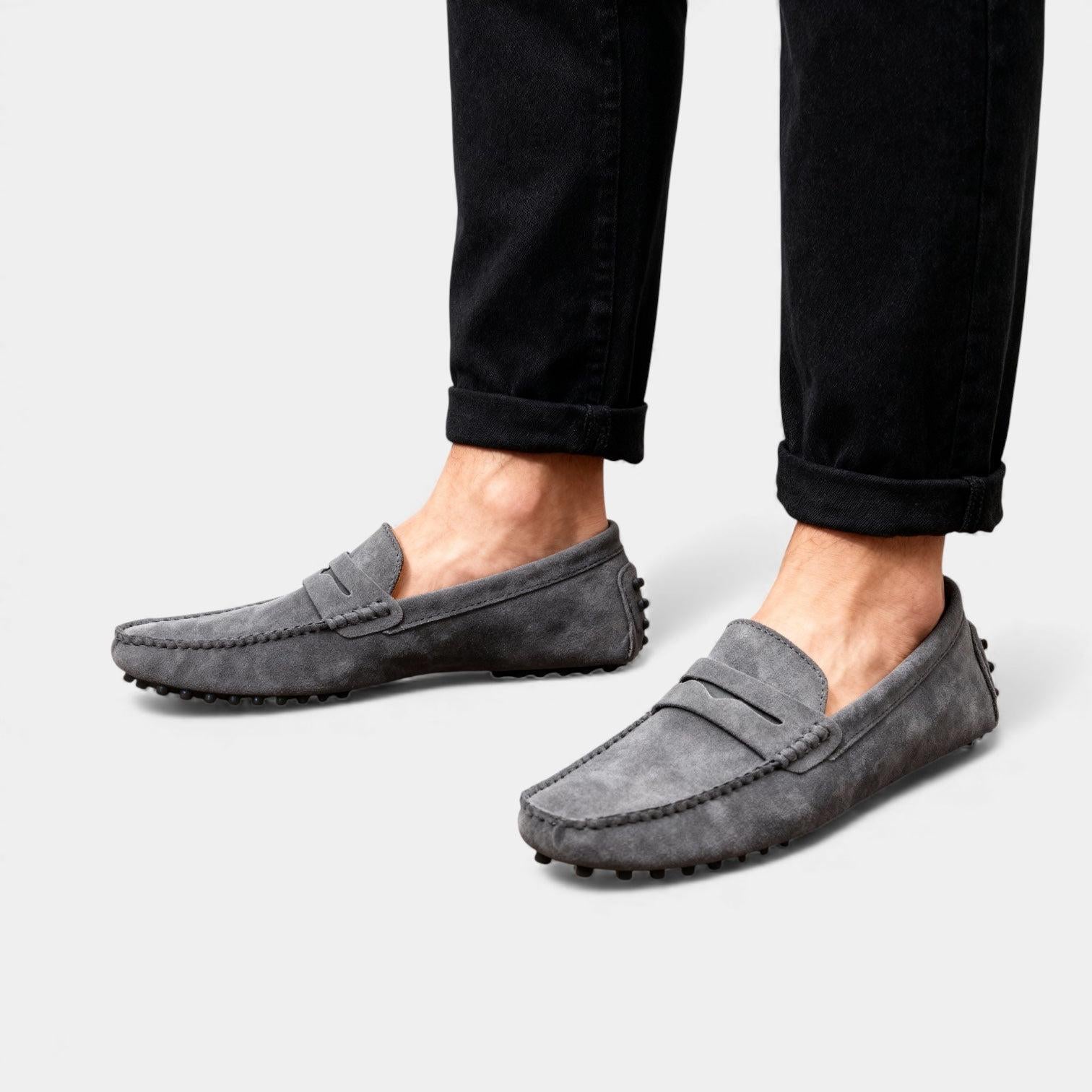 Men's Suede Driving Loafers - Casual Slip-On Shoes for Everyday Wear