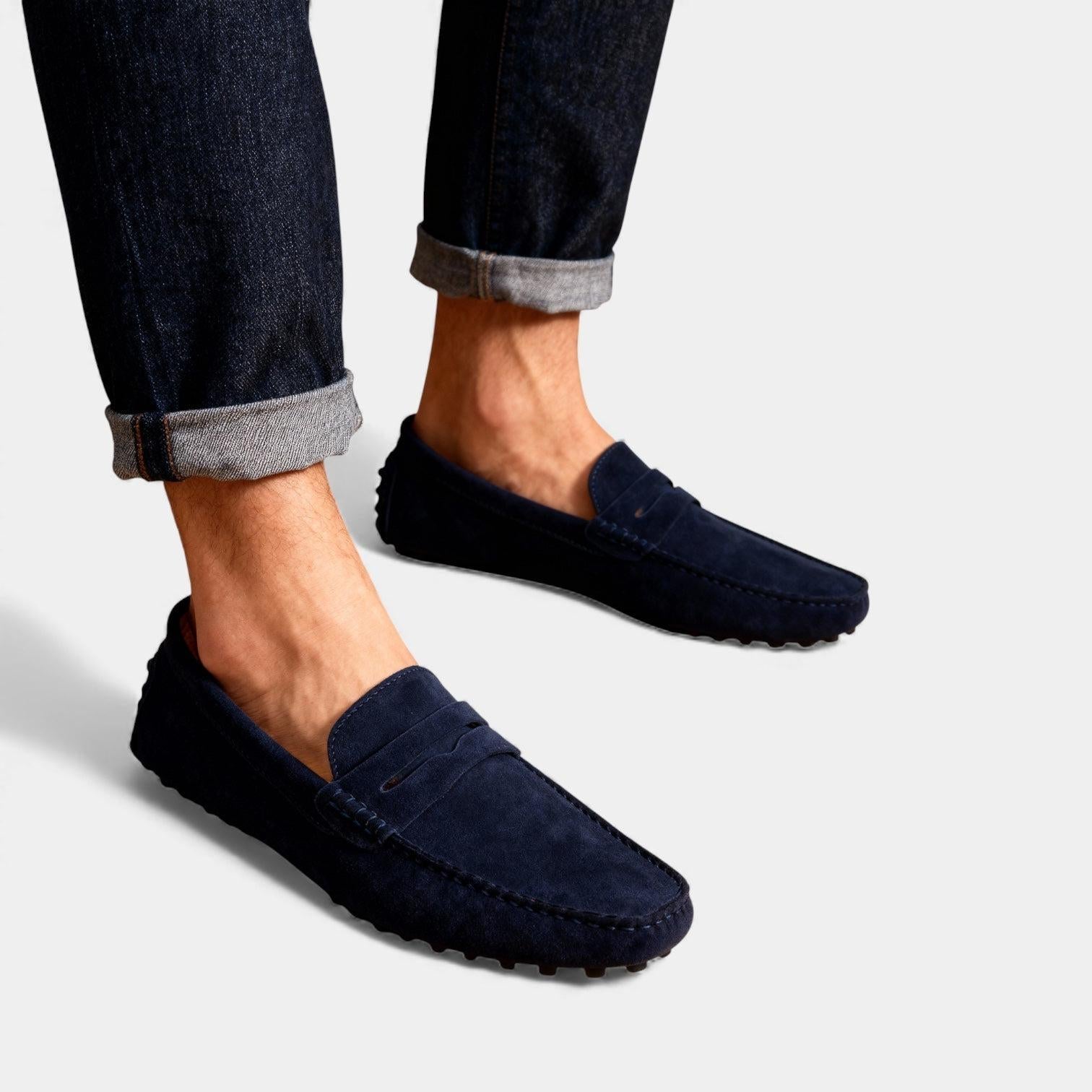 Men's Suede Driving Loafers - Casual Slip-On Shoes for Everyday Wear