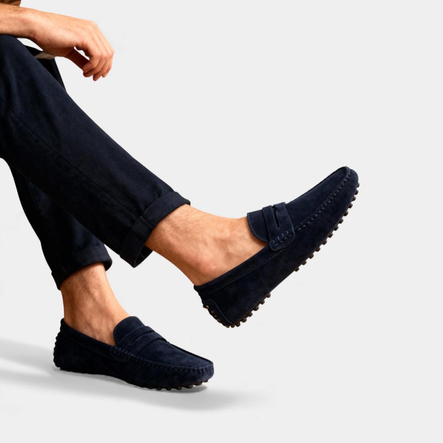 Men's Suede Driving Loafers - Casual Slip-On Shoes for Everyday Wear