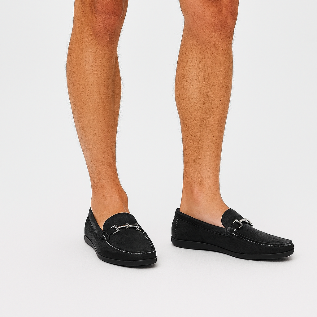 Men's Suede Leather Moccasin Loafers for Business Casual Wear - Comfortable Slip-On Design