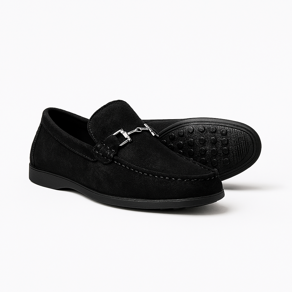 Men's Suede Leather Moccasin Loafers for Business Casual Wear - Comfortable Slip-On Design