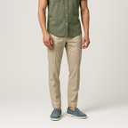 Men's Tailored Straight-Leg Trousers with Elastic Waistband for Comfortable Everyday Wear