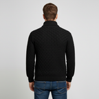 Men's Textured Knit Shawl Collar Sweater - Warm Winter Pullover for Casual Wear