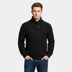 Men's Textured Knit Shawl Collar Sweater - Warm Winter Pullover for Casual Wear