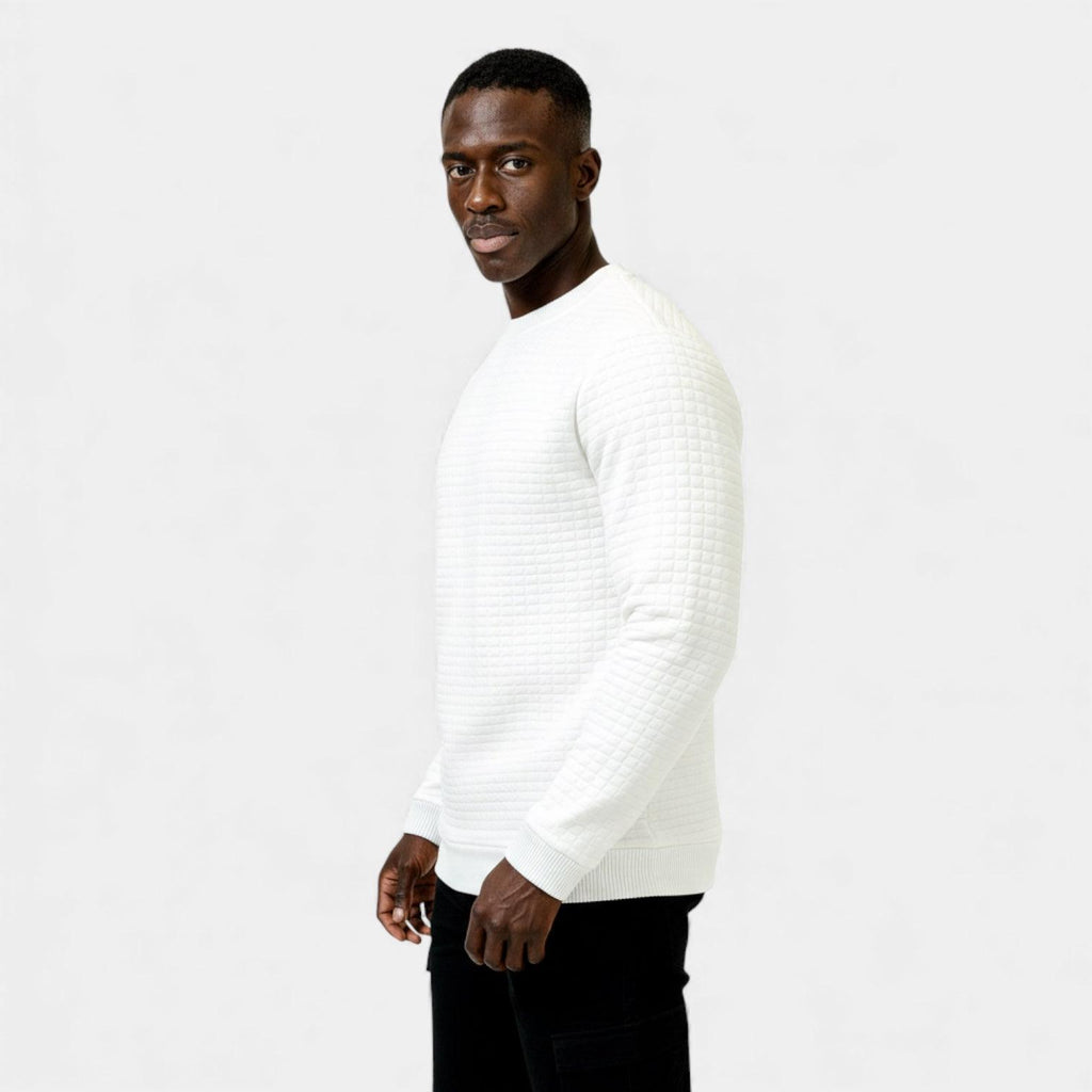 Men's Waffle Knit Sweater - Crew Neck Jumper - Cozy Casual Knitwear for Everyday Wear