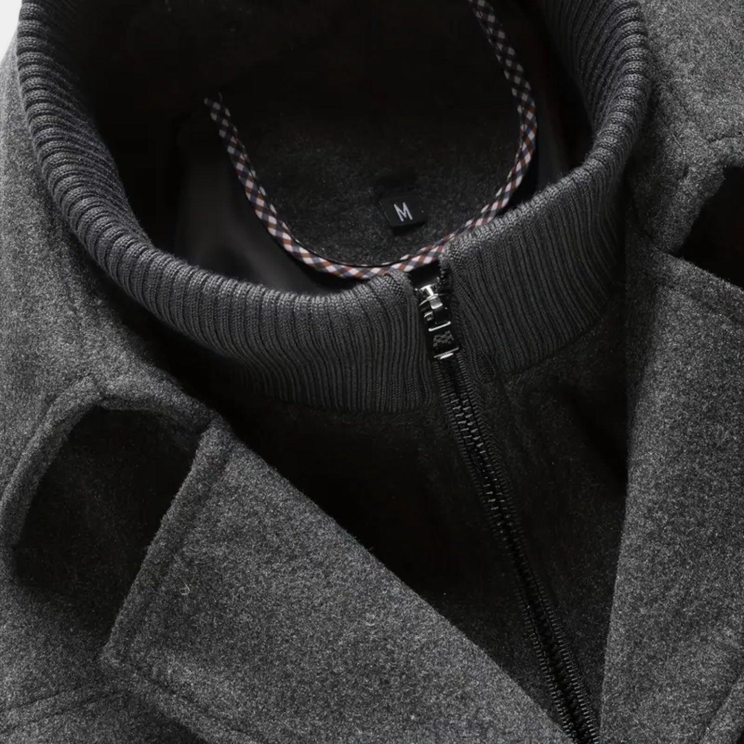 Men's Wool-Blend Overcoat – Tailored Button-Up Winter Coat for Cold Weather Wear