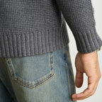 Men's Wool Knit Sweater - Textured Long Sleeve Crew Neck for Casual Wear