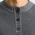 Men's Wool Knit Sweater - Textured Long Sleeve Crew Neck for Casual Wear