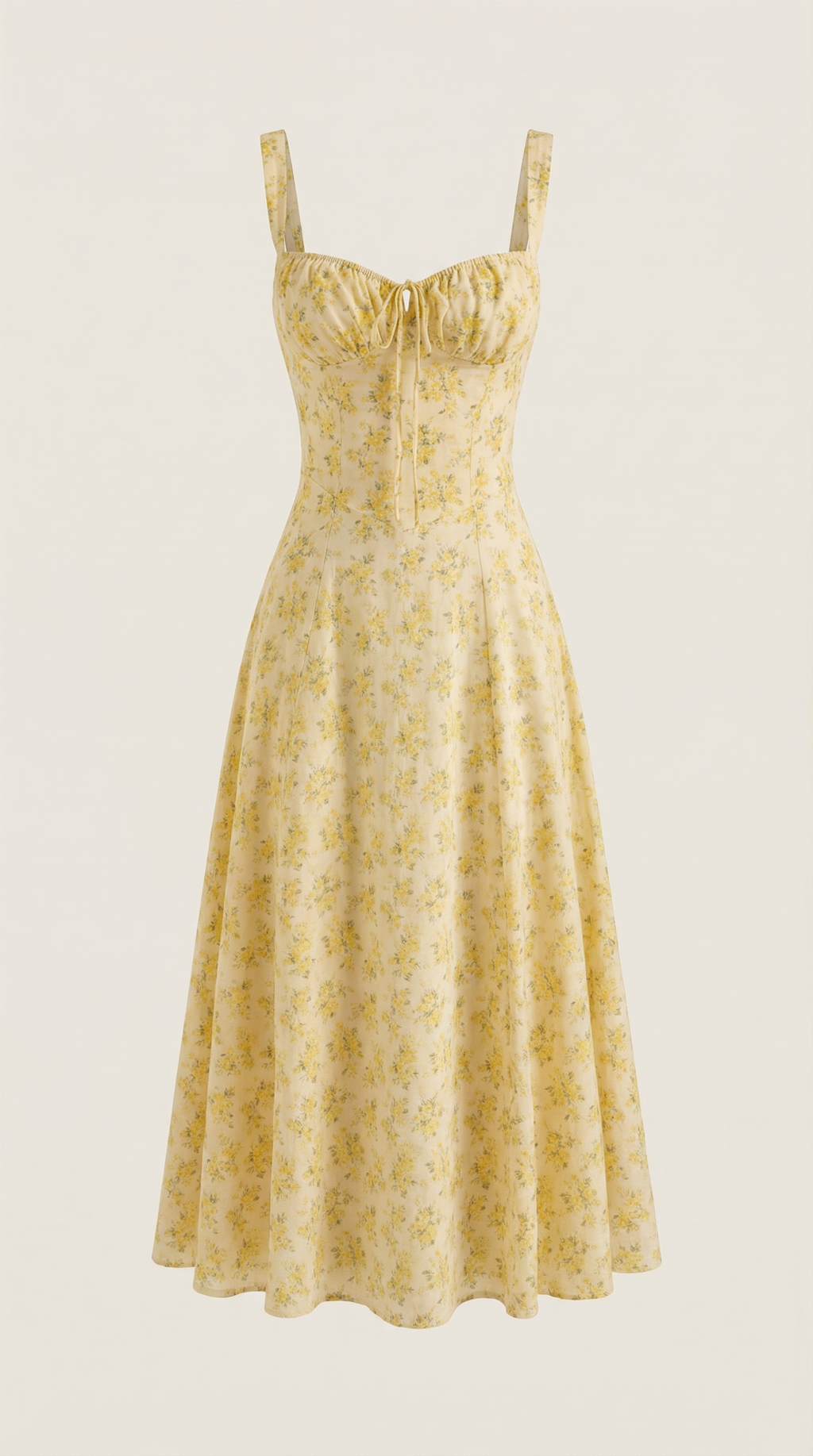 Midi Summer Dress in Lightweight Fabric with Floral Print for Casual Wear