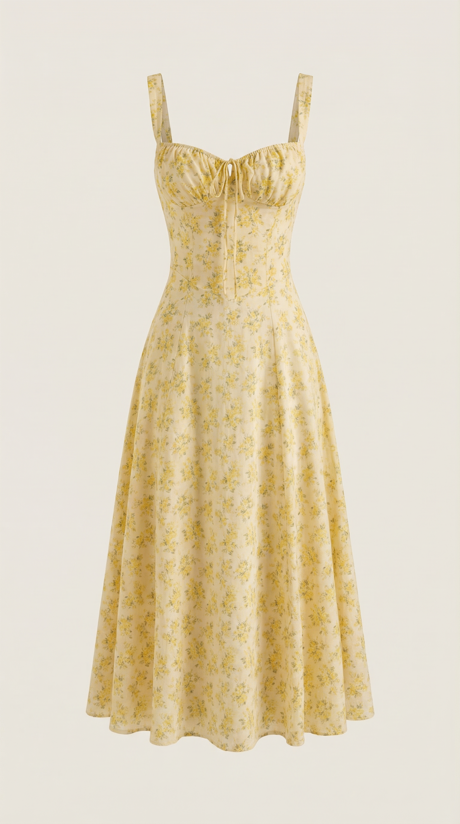 Midi Summer Dress in Lightweight Fabric with Floral Print for Casual Wear