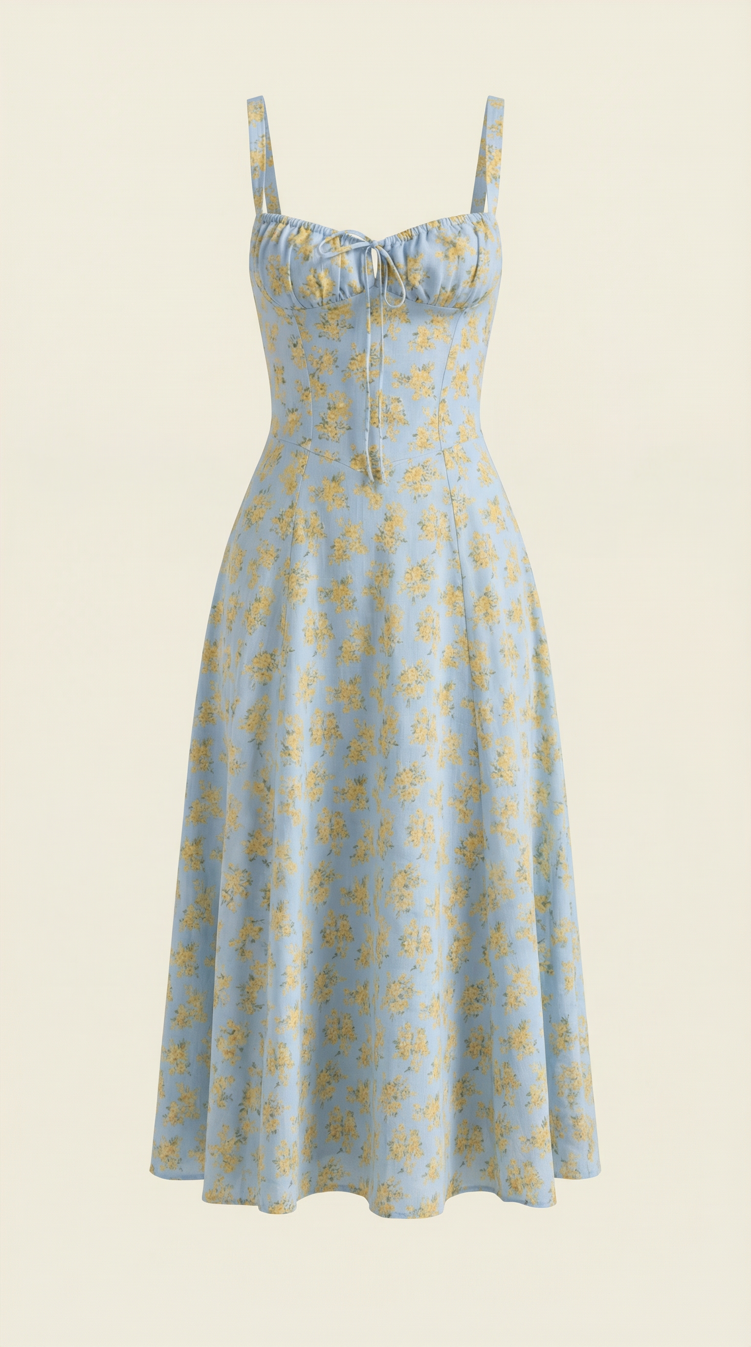 Midi Summer Dress in Lightweight Fabric with Floral Print for Casual Wear