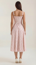 Midi Summer Dress in Lightweight Fabric with Floral Print for Casual Wear
