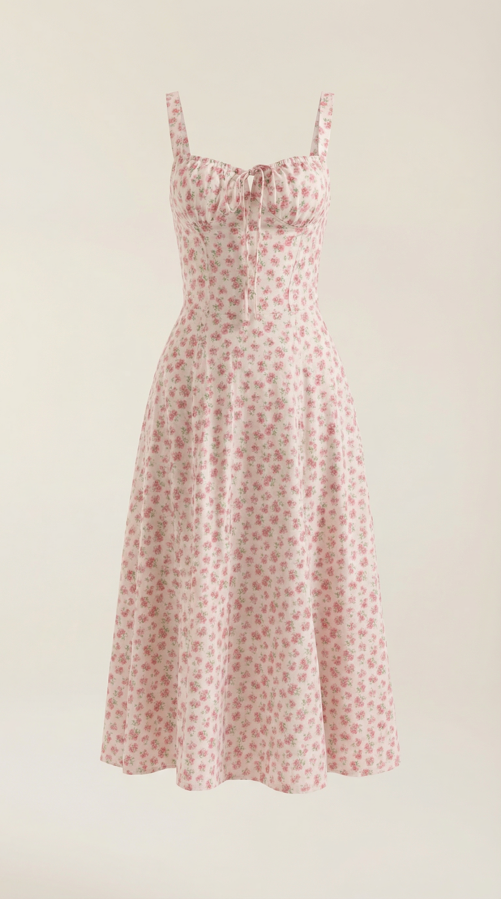 Midi Summer Dress in Lightweight Fabric with Floral Print for Casual Wear