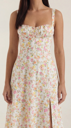 Midi Summer Dress in Lightweight Fabric with Floral Print for Casual Wear