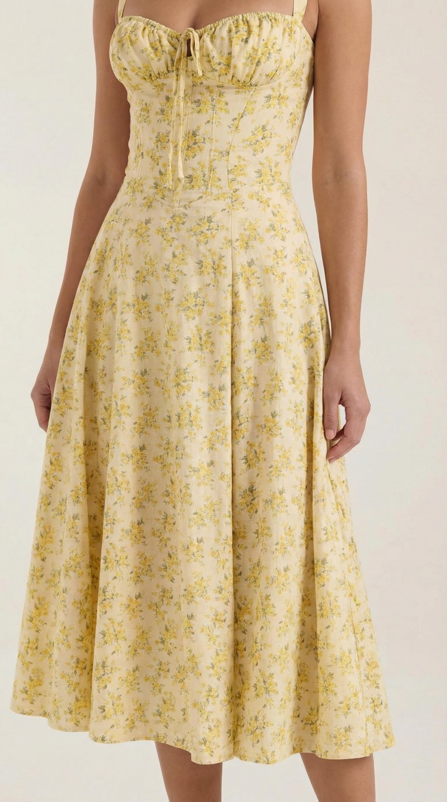 Midi Summer Dress in Lightweight Fabric with Floral Print for Casual Wear