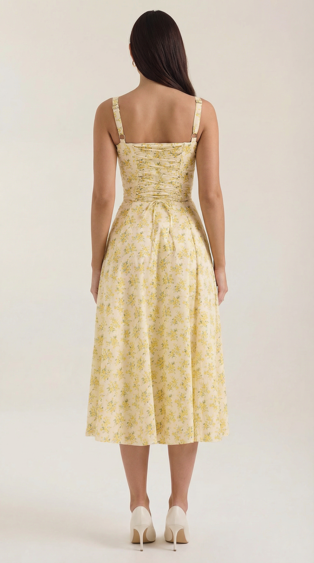 Midi Summer Dress in Lightweight Fabric with Floral Print for Casual Wear