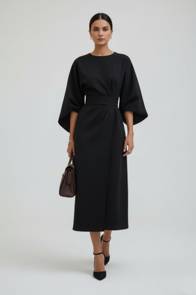 Midi Work Dress in Soft Fabric - Professional Style for Office Wear