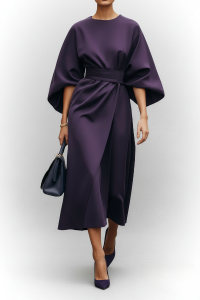 Midi Work Dress in Soft Fabric - Professional Style for Office Wear