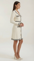 Mini Dress with Contrast Trim - Lightweight Fabric, Casual Style for Everyday Wear