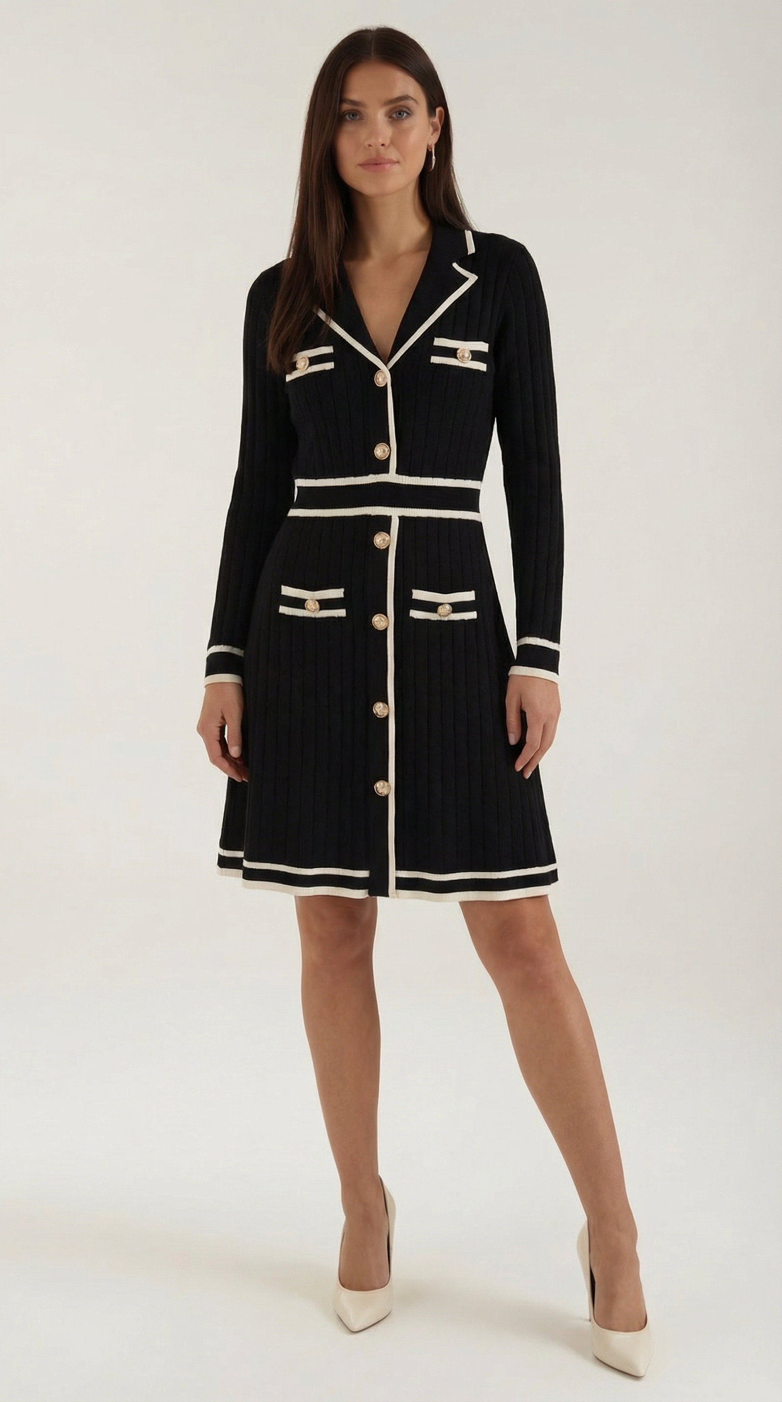 Mini Dress with Contrast Trim - Lightweight Fabric, Casual Style for Everyday Wear