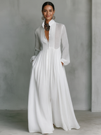 Minimalist Cotton Linen Maxi Dress Women UK – Wedding Guest Garden Party Evening Gown, Resort Holiday