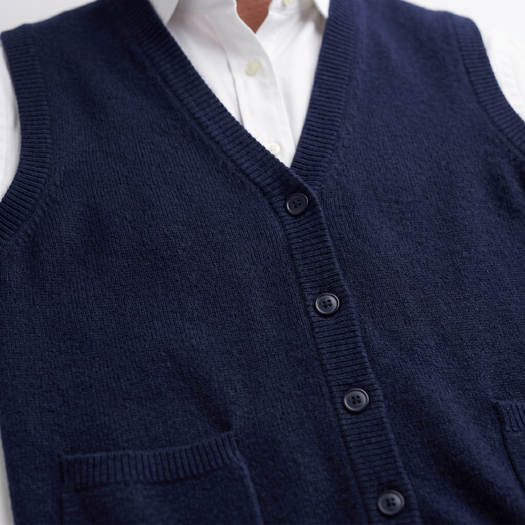 Navy Knit Waistcoat Vest Men's UK – Sleeveless Casual Layer with Pockets, Smart Casual & Weekend