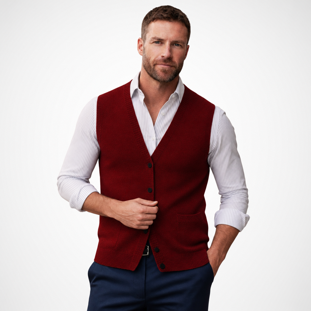 Navy Knit Waistcoat Vest Men's UK – Sleeveless Casual Layer with Pockets, Smart Casual & Weekend